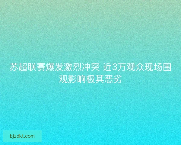 苏超联赛爆发激烈冲突 近3万观众现场围观影响极其恶劣