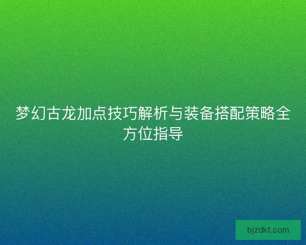 梦幻古龙加点技巧解析与装备搭配策略全方位指导 梦幻古龙加点技巧解析与装备搭配策略全方位指导