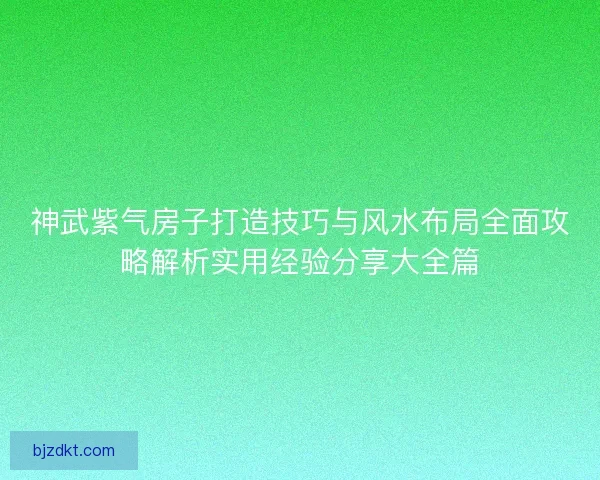 神武紫气房子打造技巧与风水布局全面攻略解析实用经验分享大全篇